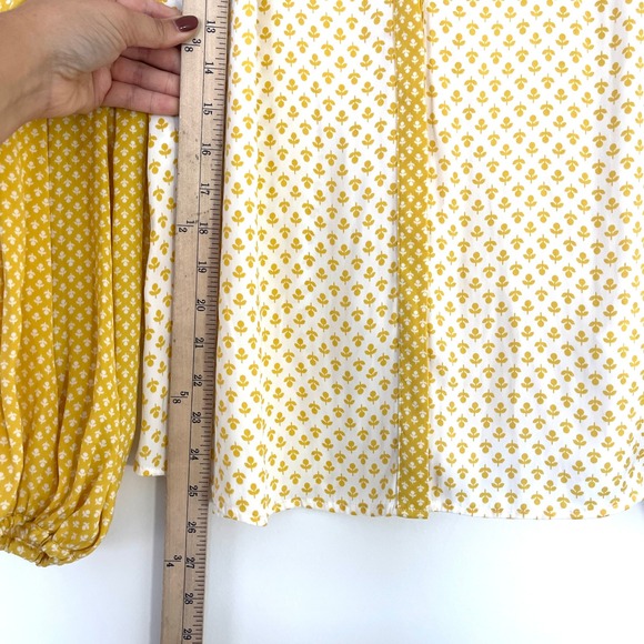 Boden Women's Harriet Blouse US 4 Yellow Floral Print‎ Long Balloon Sleeve Top - Picture 10 of 10